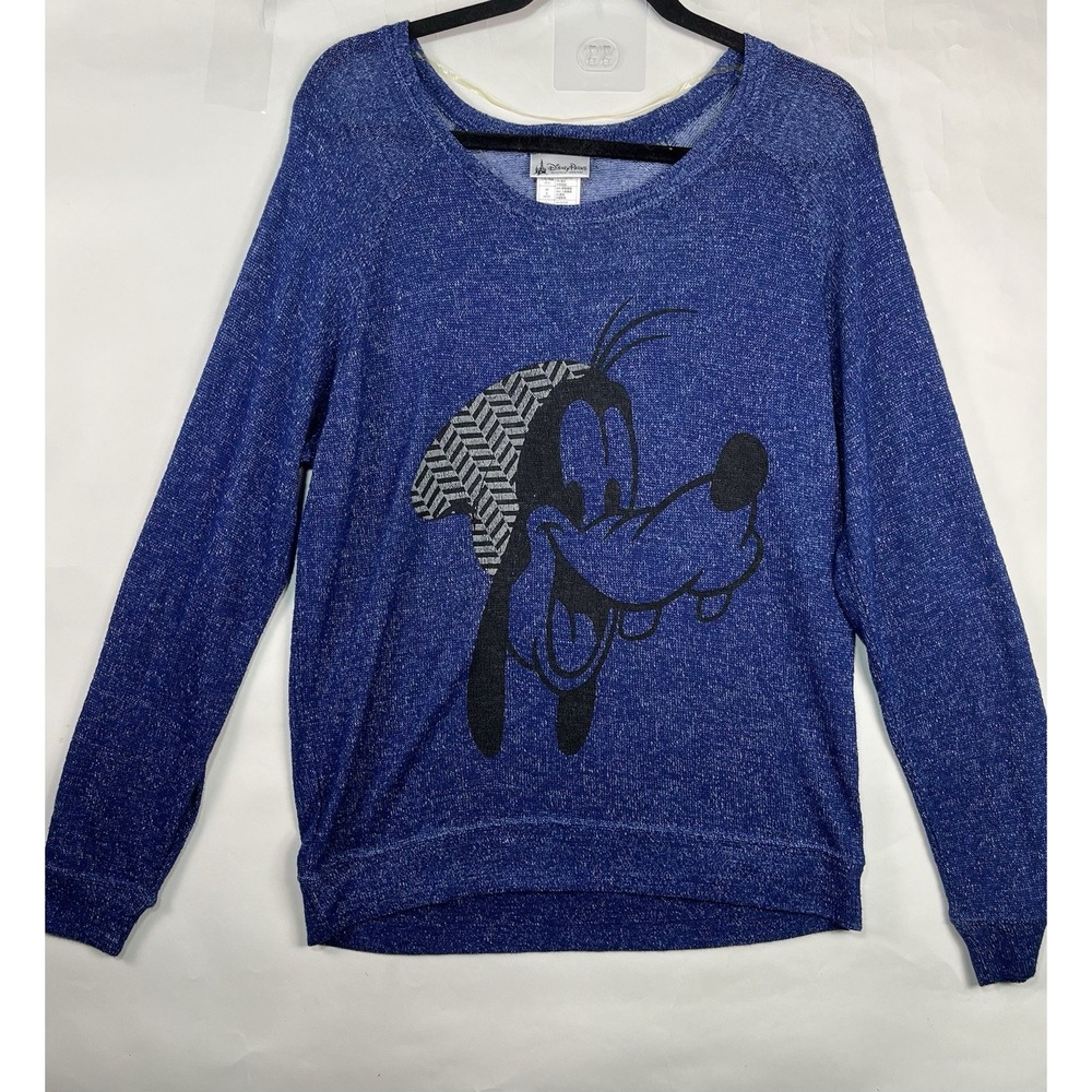 Disney Parks Authentic‎ Hipster Goofy Lightweight Sweater Blue And Black Size M